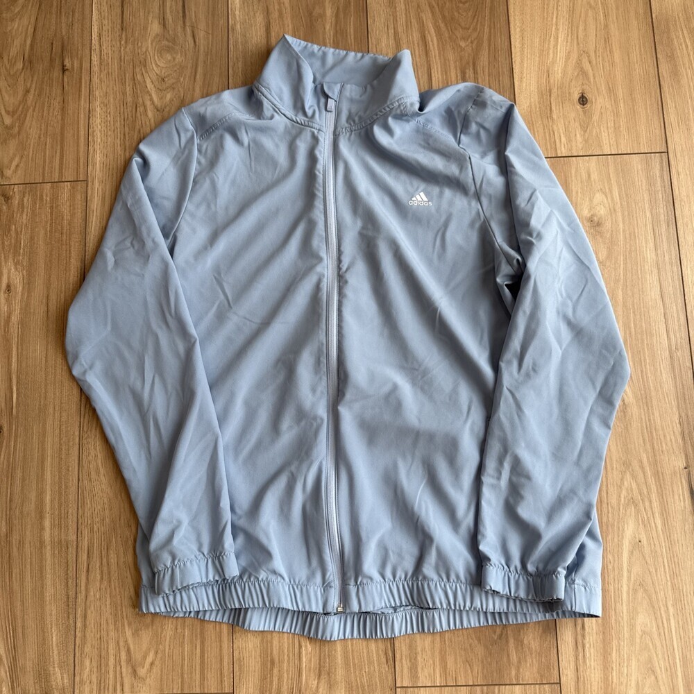 Adidas Golf Jacket Mens XL Blue Full Zip Windbreaker Lightweight Microfiber